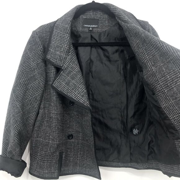 Cynthia Rowley Double Breasted Black Tweed Blazer Jacket - Picture 4 of 10